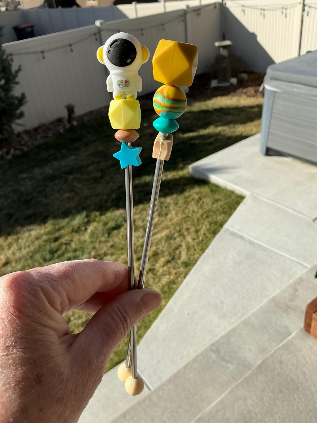 Pair of 8" Astronaut Amigurumi Sewing Sticks: 8-Inch Crochet Plushie Aids, Outer Space Knitting Needles