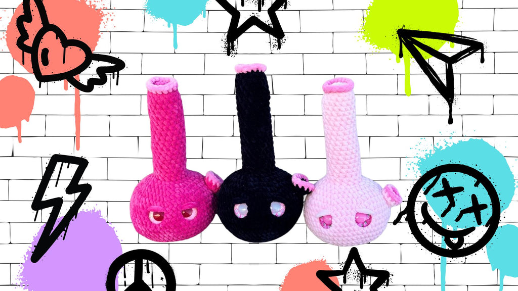 Pretty in Pink Bong Handmade Crochet Plushie | Funny Stoner Gift | Cute Weed Decor | 420 Room Decor | Chill Vibe Gift for Friends