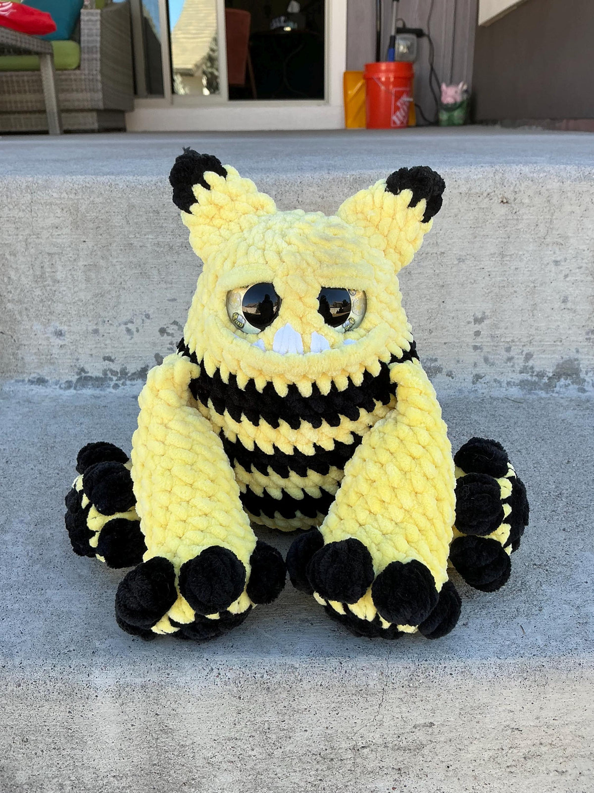 Crocheted Bumblebee Monster Plush Toy | Amigurumi Bee Monster Gift