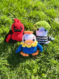 Halloween Crochet Duck Plushies: Beetlejuice, Vampire, Clown Handmade Amigurumi
