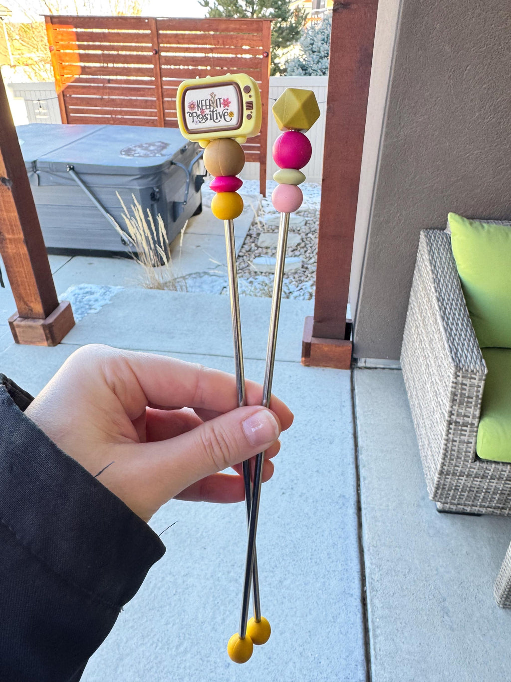 Pair of 10" TV Amigurumi Sewing Sticks: Crochet Plushie Aids | Crochet Plushie Knitting Needles | Cute Quote Ami Sticks