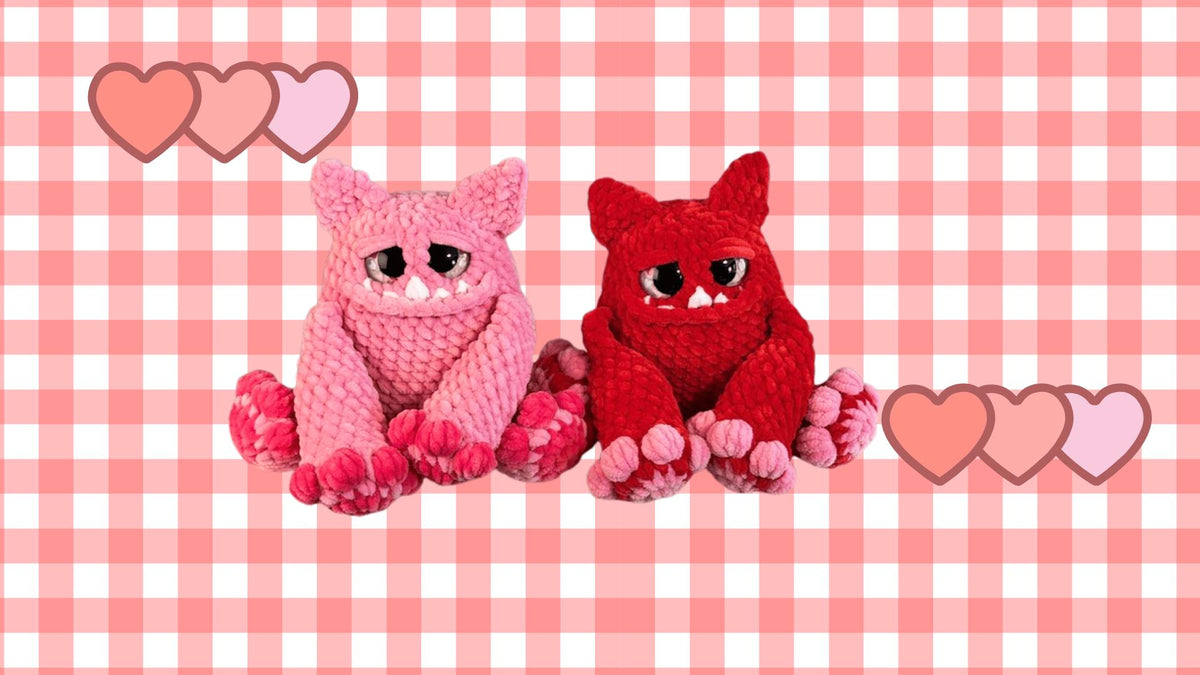 Handmade Crochet Love Monster Plushie | Quirky Desk Buddy, Valentine Gift