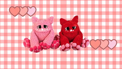 Handmade Crochet Love Monster Plushie | Quirky Desk Buddy, Valentine Gift