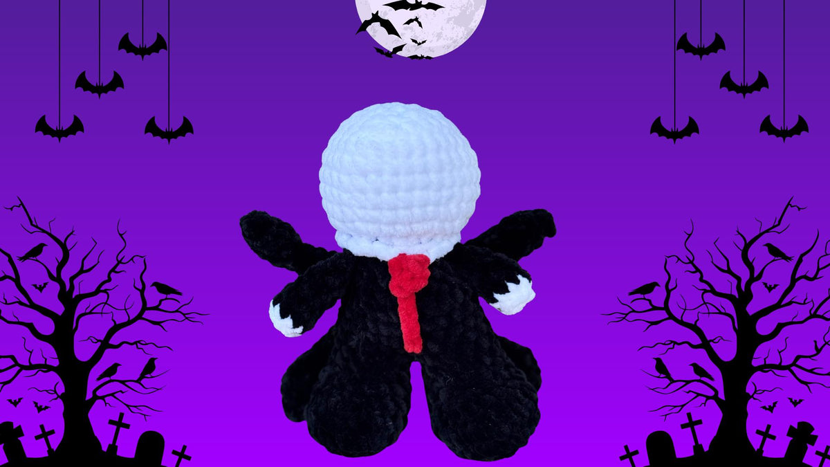 Handmade Crochet Slenderman Plushie – 7" Creepypasta Halloween Plush | Desk Buddy, Horror Collectible