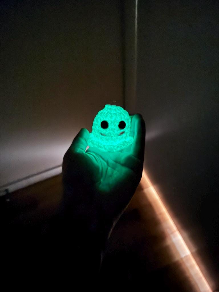 Glow in the Dark Handmade Crochet Ghost Car Charm, Cute Glowing Ghost Car Swing, Halloween Car Charm Hanger, Halloween Decor, Gift for Her