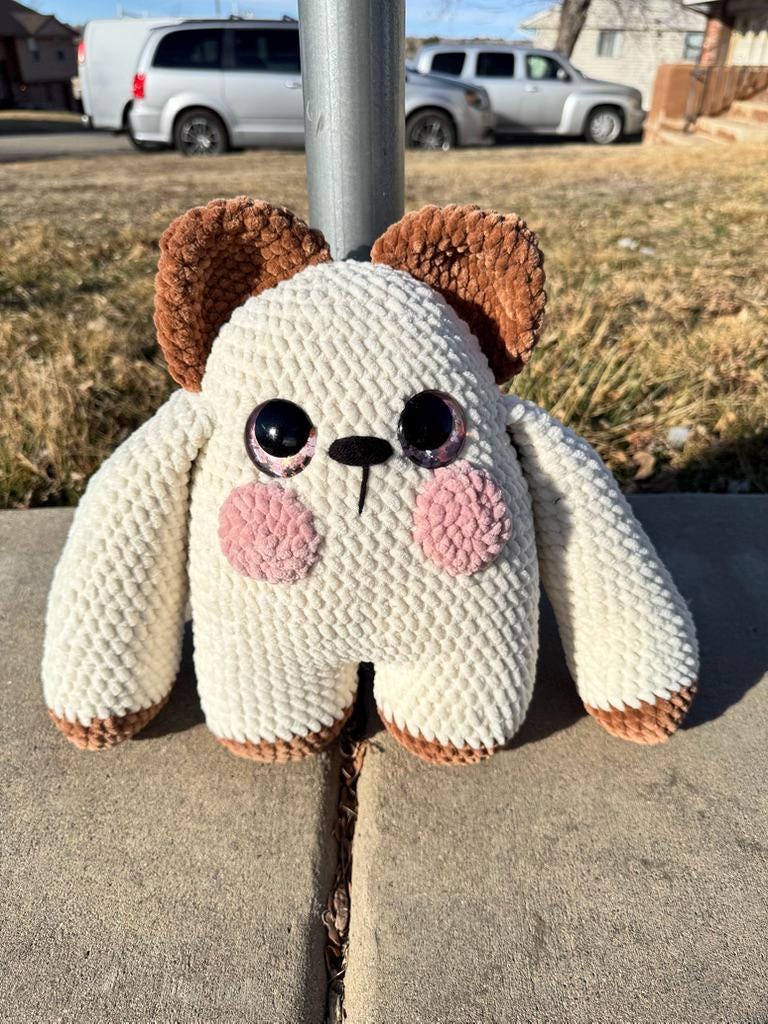 Handmade Crochet Huggie Bear Plush – Ultra Soft Velvet Teddy Toy