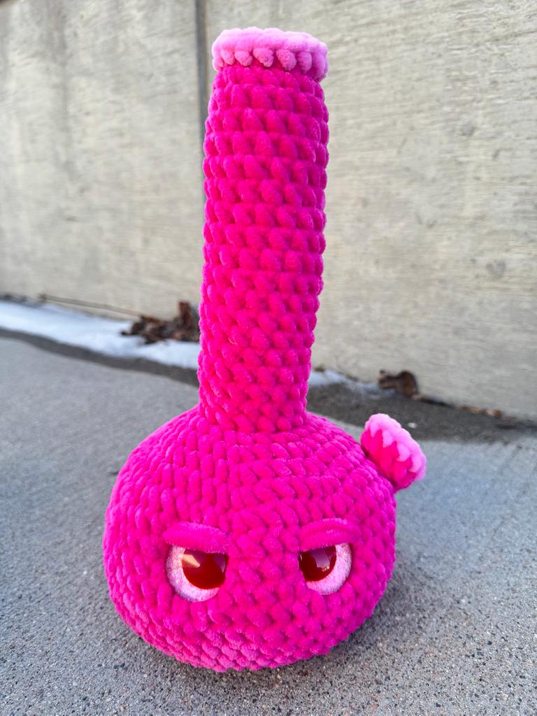 Pretty in Pink Bong Handmade Crochet Plushie | Funny Stoner Gift | Cute Weed Decor | 420 Room Decor | Chill Vibe Gift for Friends