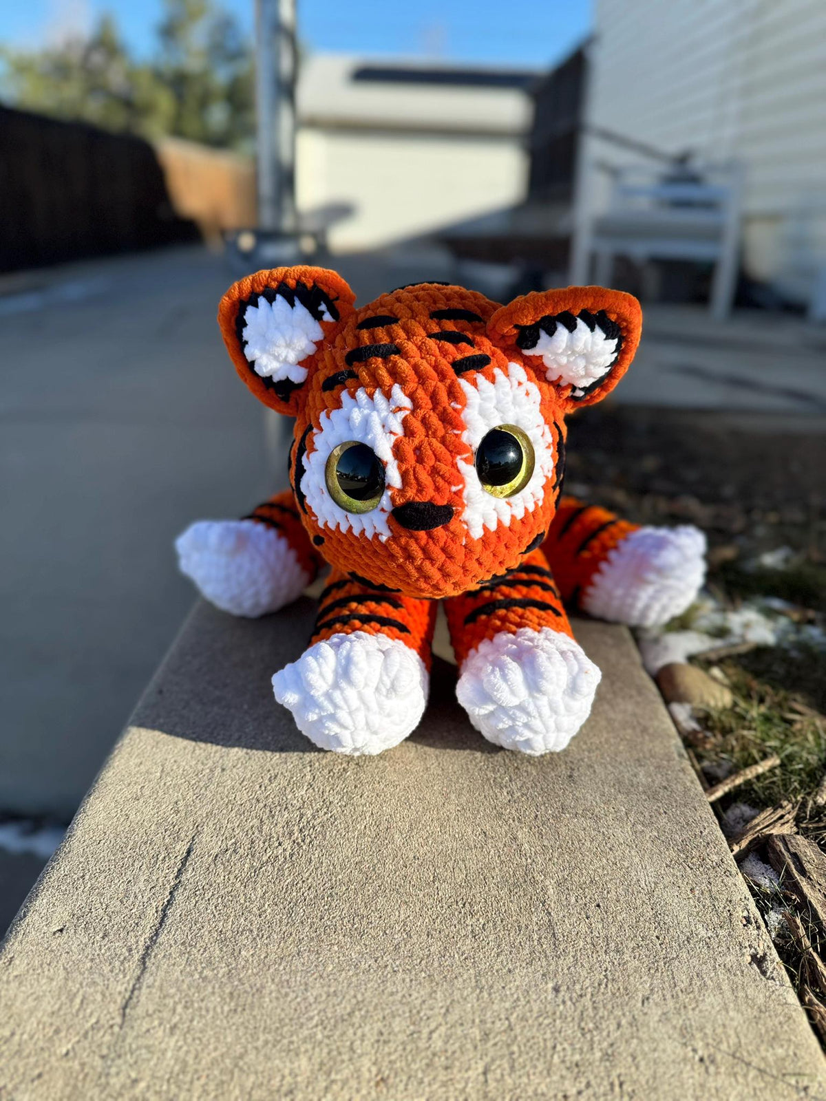 Techno the Crochet Kawaii Tiger | Large 24” Plushie | Handmade Amigurumi Cuddly Tiger Stuffed Animal