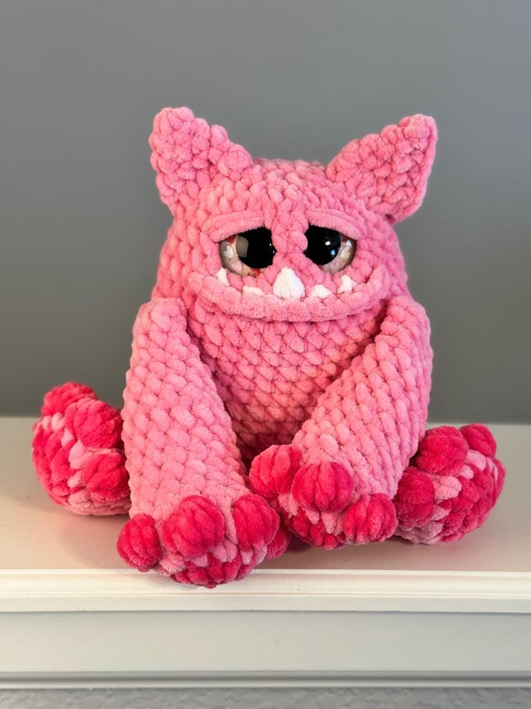Handmade Crochet Love Monster Plushie | Quirky Desk Buddy, Valentine Gift