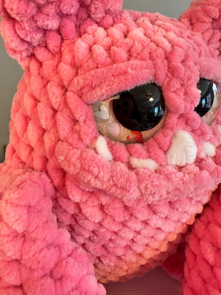 Handmade Crochet Love Monster Plushie | Quirky Desk Buddy, Valentine Gift