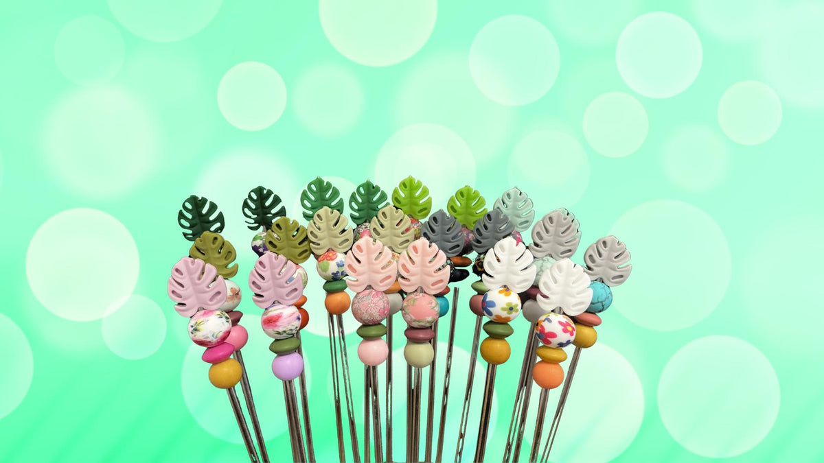 Pair of 10" Kawaii Leaf Amigurumi Sewing Sticks: Crochet Plushie Aids, Knitting Needles
