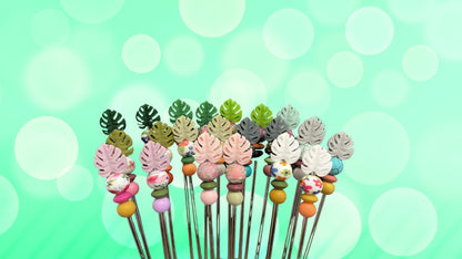 Pair of 10" Kawaii Leaf Amigurumi Sewing Sticks: Crochet Plushie Aids, Knitting Needles