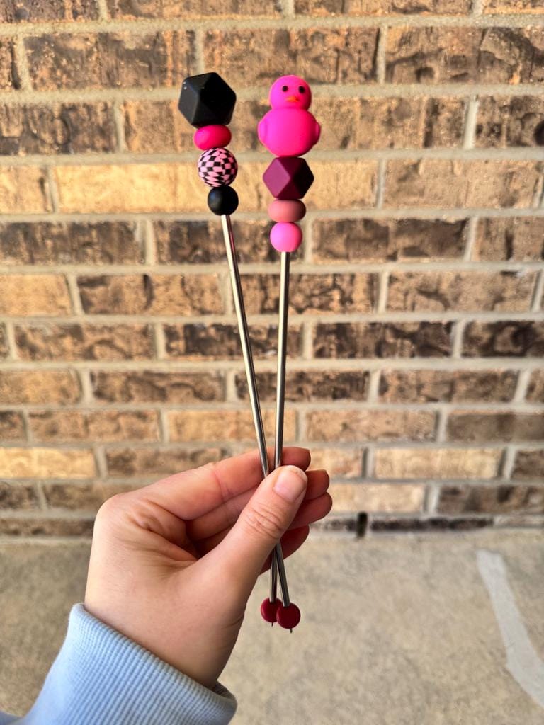 Pair of 10" Pink Rubber Duck Amigurumi Sewing Sticks: Crochet Plushie Aids | Crochet Plushie Knitting Needles | Kawaii Ducky Ami Sticks