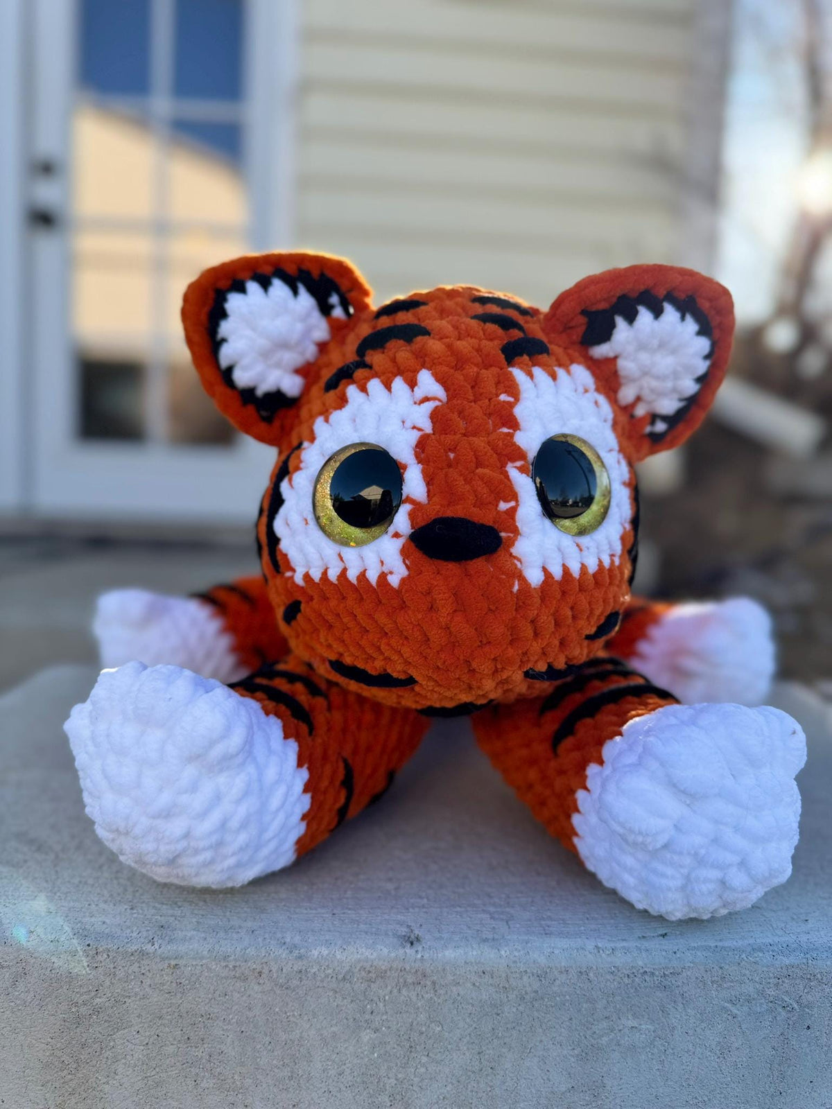 Techno the Crochet Kawaii Tiger | Large 24” Plushie | Handmade Amigurumi Cuddly Tiger Stuffed Animal
