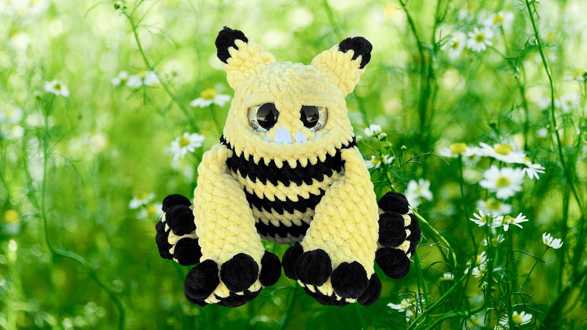 Crocheted Bumblebee Monster Plush Toy | Amigurumi Bee Monster Gift