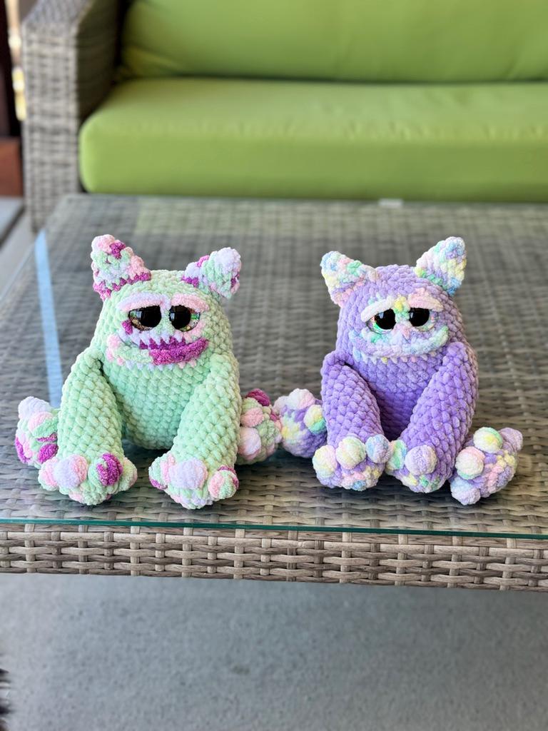 Handmade Crochet Easter Monster Plushie | Pastel Amigurumi Stuffed Toy Basket Filler