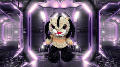 Handmade Crochet Alien Monster Hunter Plush | 7 Inch Spooky Monster | Chenille Yarn Halloween Decor | Horror Movie Character Plushie
