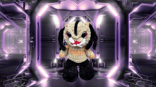 Handmade Crochet Alien Monster Hunter Plush | 7 Inch Spooky Monster | Chenille Yarn Halloween Decor | Horror Movie Character Plushie