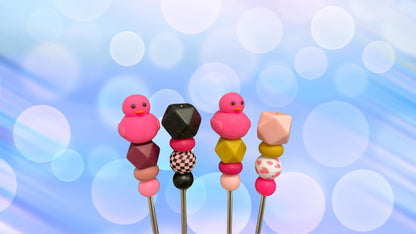 Pair of 10" Pink Rubber Duck Amigurumi Sewing Sticks: Crochet Plushie Aids | Crochet Plushie Knitting Needles | Kawaii Ducky Ami Sticks