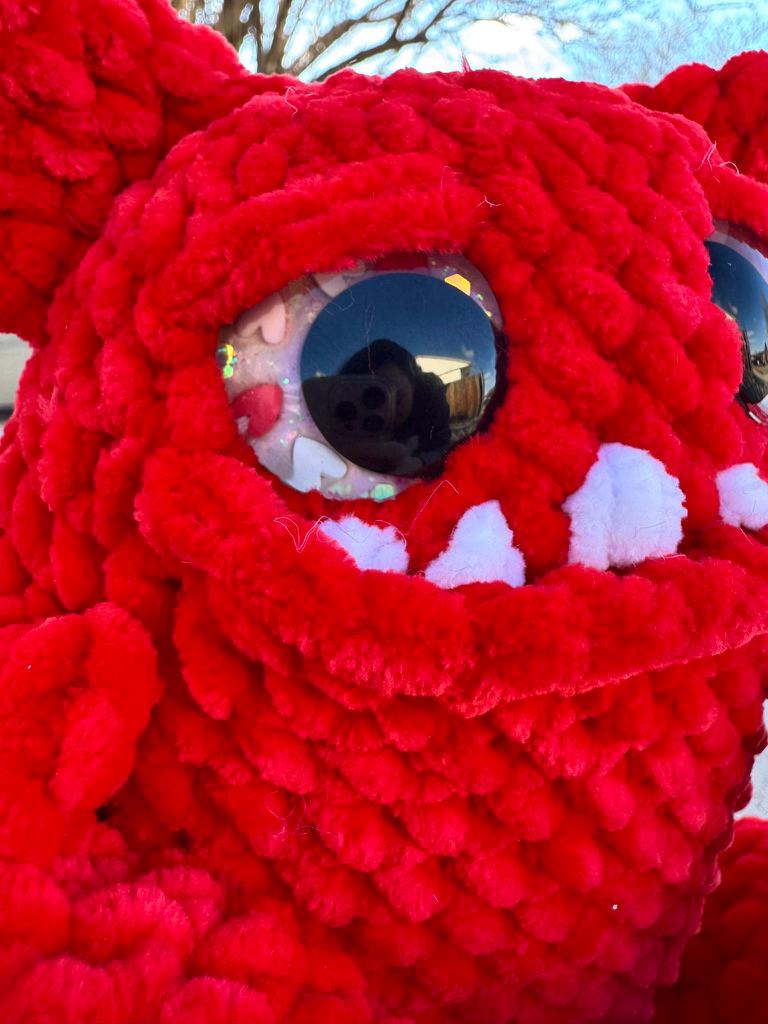 Handmade Crochet Love Monster Plushie | Quirky Desk Buddy, Valentine Gift