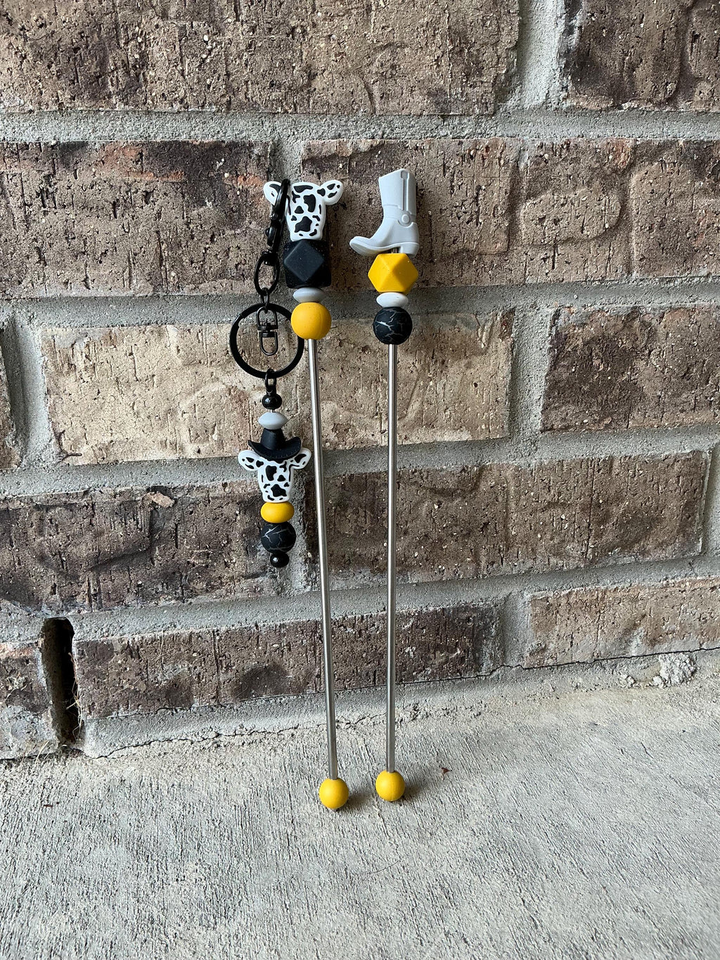 Pair of 10" Western Ami Sticks with FREE KEYCHAIN | Boot, Cow, Cactus Amigurumi Sticks| Cowboy Crochet Plushie Knitting Needles