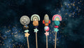 Pair of 10" Space Travel Series Amigurumi Sewing Sticks: Crochet Plushie Knitting Aids, Outer Space Theme