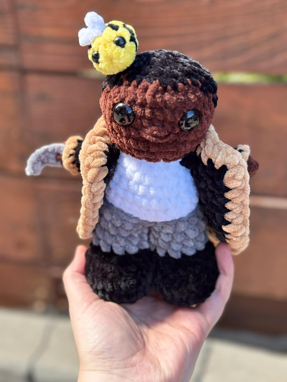 Handmade Crochet Horror Character Hook Handed Beekeeper – 7" Halloween Plushie | Desk Buddy Horror Movie Collectible Character| Urban Legend