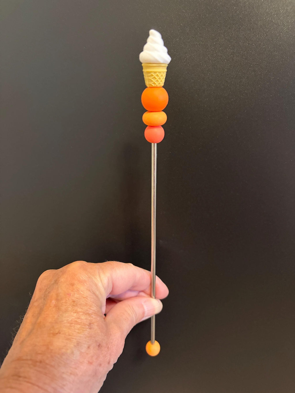 10" Single Scoop Ice Cream Amigurumi Sewing Stick: Crochet Plushie Aid | Plushie Knitting Needle | Foodie Ice Cream Cone Ami Stick
