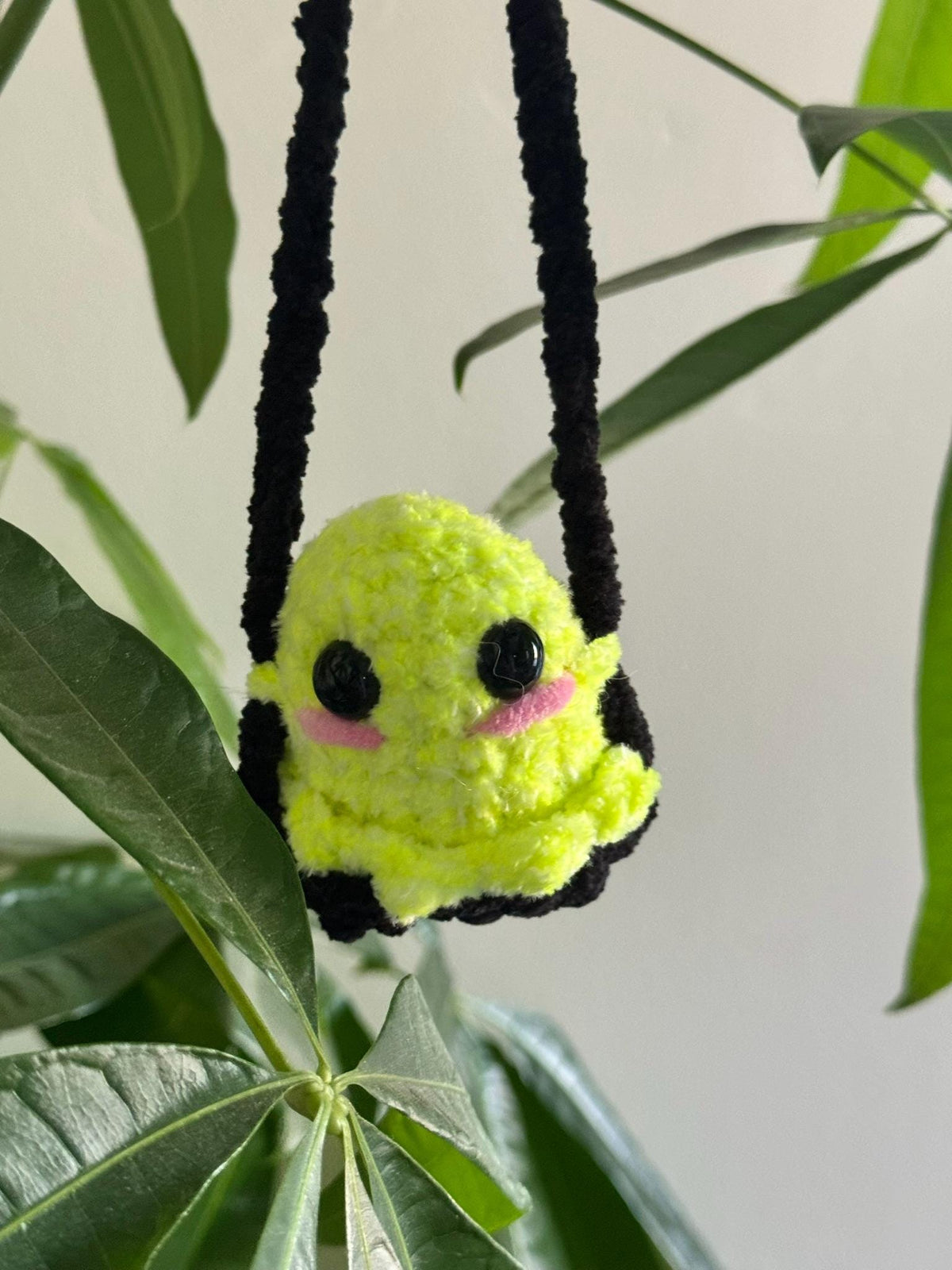 Glow in the Dark Handmade Crochet Ghost Car Charm, Cute Glowing Ghost Car Swing, Halloween Car Charm Hanger, Halloween Decor, Gift for Her