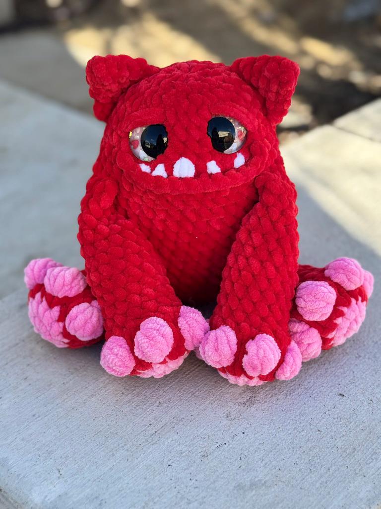 Handmade Crochet Love Monster Plushie | Quirky Desk Buddy, Valentine Gift
