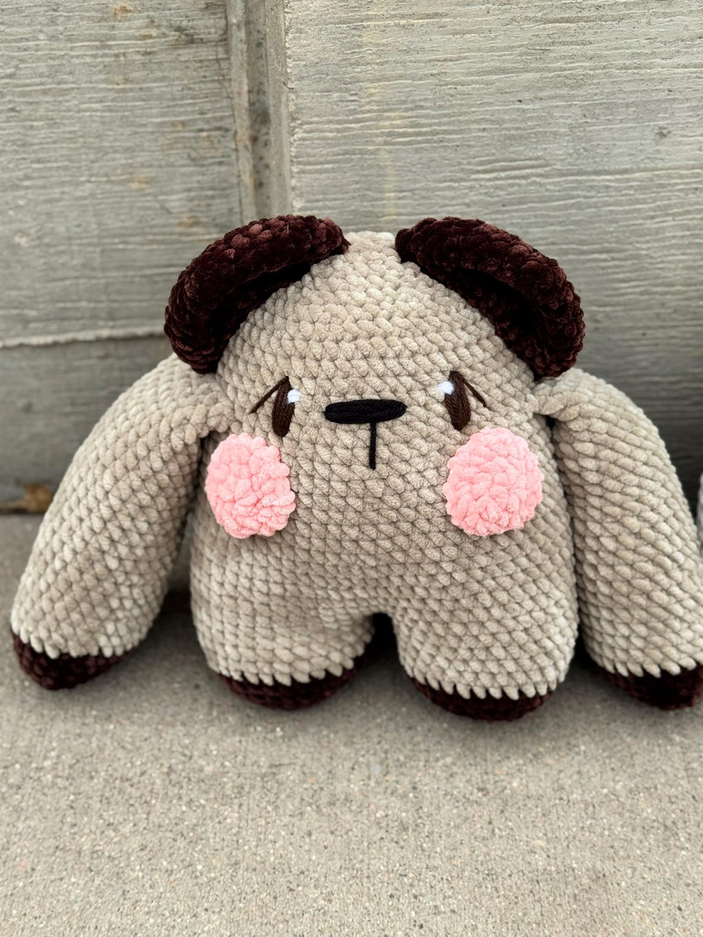 Handmade Crochet Huggie Bear Plush – Ultra Soft Velvet Teddy Toy