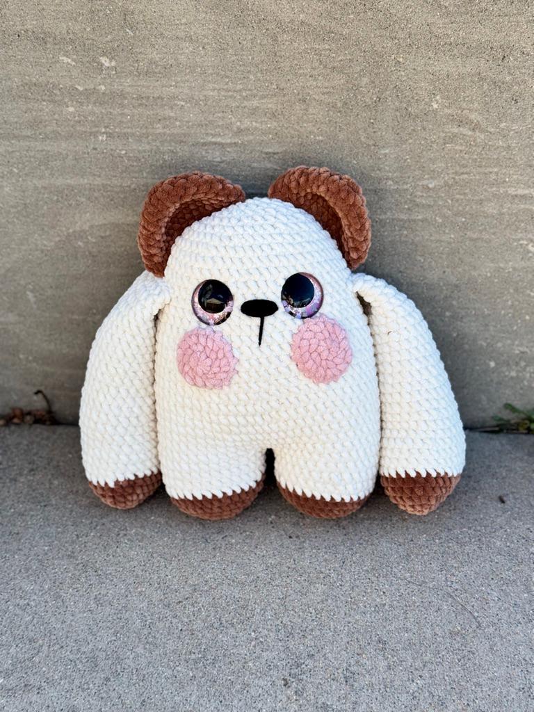 Handmade Crochet Huggie Bear Plush – Ultra Soft Velvet Teddy Toy