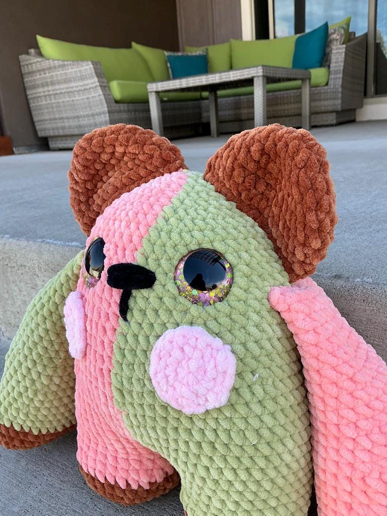 Handmade Crochet Bear Plushie – Ultra Soft Velvet Teddy Toy, Kawaii Stuffed Animal