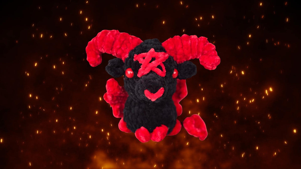 Handmade Crochet Baphomet Plushie | Spooky Amigurumi Halloween Gift | Occult Gothic Decor
