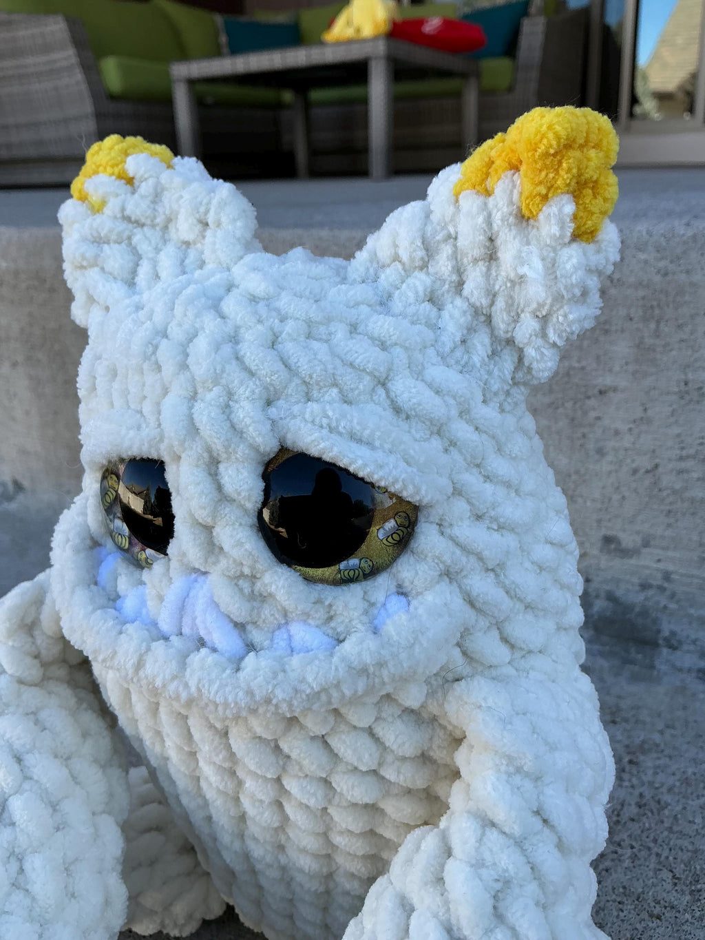 Crocheted Bumblebee Monster Plush Toy | Amigurumi Bee Monster Gift