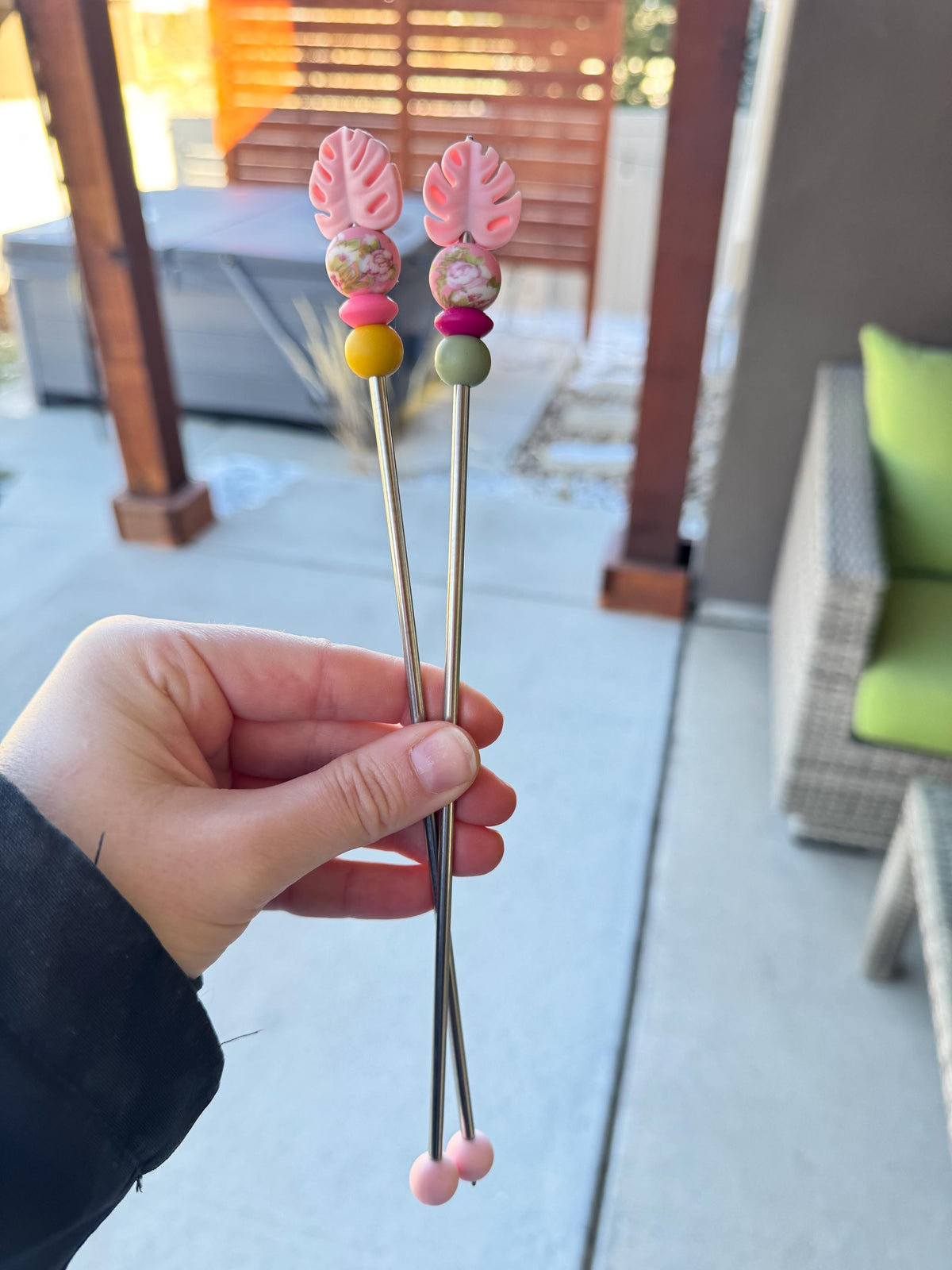 Pair of 10" Kawaii Leaf Amigurumi Sewing Sticks: Crochet Plushie Aids, Knitting Needles