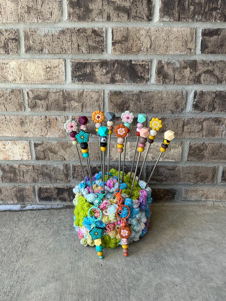 Pair of 10" Flower Amigurumi Sewing Sticks: Crochet Plushie Aids | Crochet Plushie Knitting Needles | Floral Ami Sticks | Retro Flowers