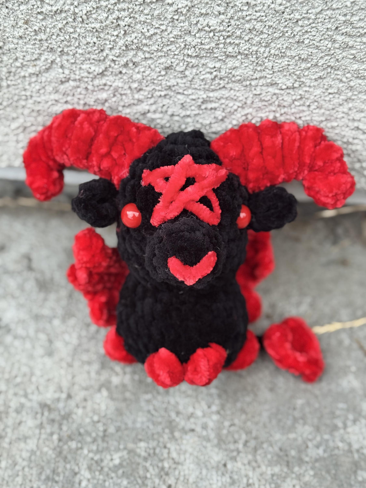 Handmade Crochet Baphomet Plushie | Spooky Amigurumi Halloween Gift | Occult Gothic Decor
