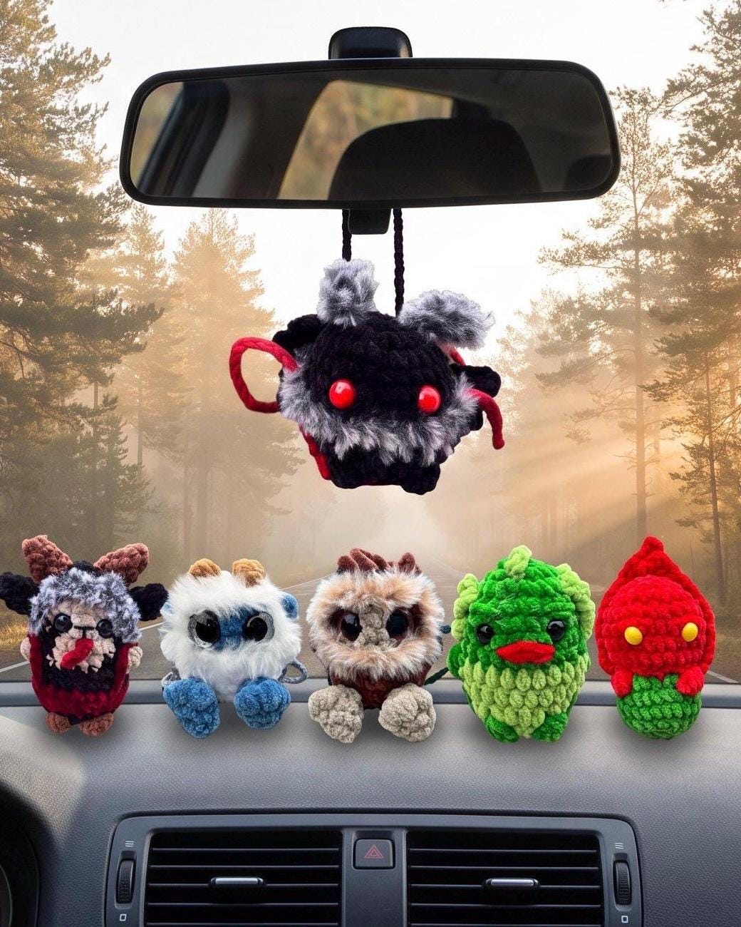 Halloween Baby Chonky Cryptid Car Swings | Handmade Crochet Rear View Mirror Hangers | Mini Cryptids | Bag Charms | Keychains