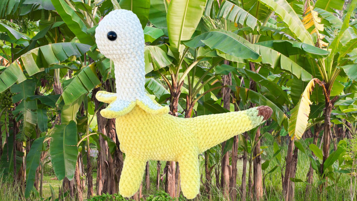 Bananasaurus Crochet Plushie | Large Handmade Quirky Dinosaur