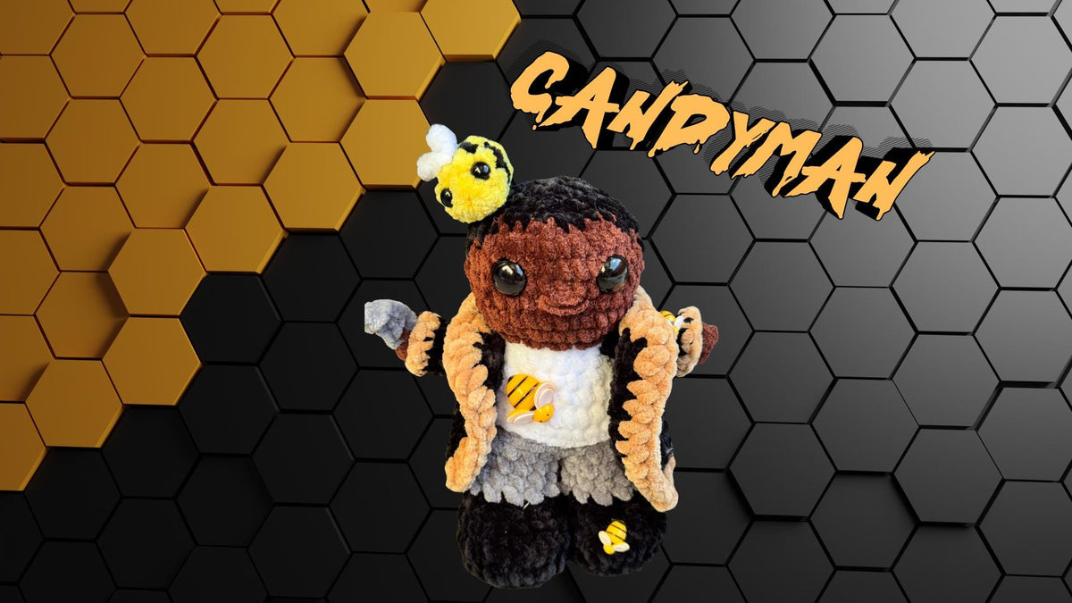 Handmade Crochet Horror Character Hook Handed Beekeeper – 7" Halloween Plushie | Desk Buddy Horror Movie Collectible Character| Urban Legend